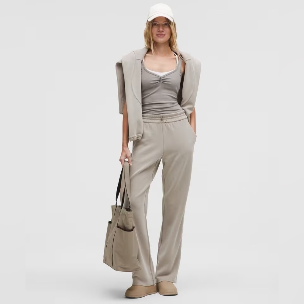 lululemon athletica Taupe Beige Wide-Leg Lounge Trousers